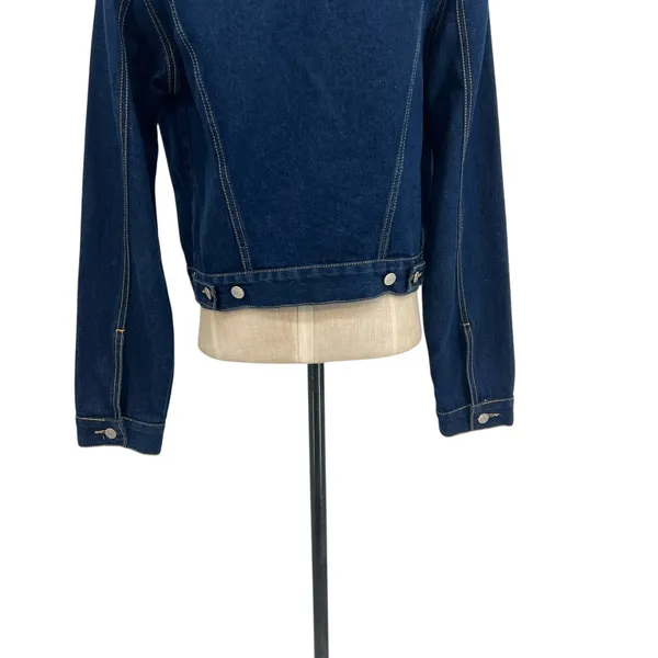 Vintage Playboy Leopard Trim Denim‎ Jacket Y2K Cropped Jean Jacket Size Large - Image 11