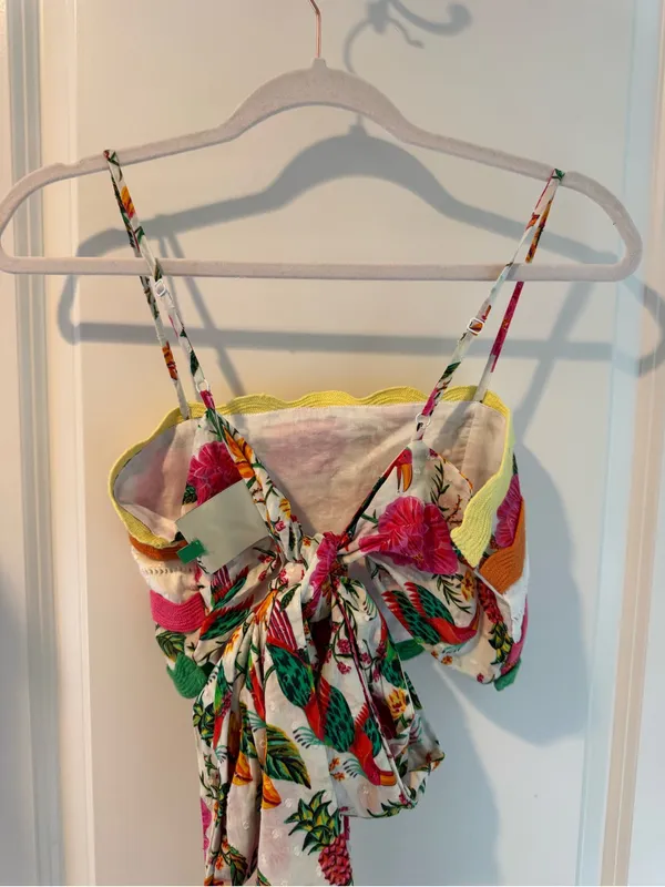 Farm Rio Toucan’s Garden Floral Wrap Crop Top | XS - Image 3