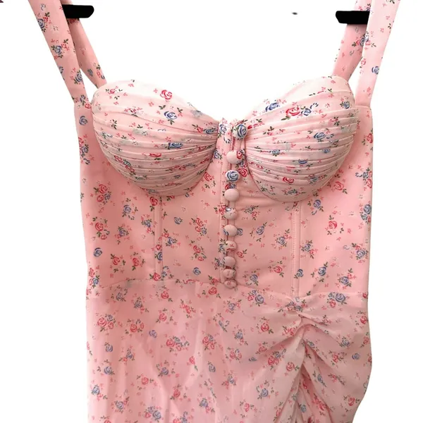 ADEIRLINA You Are Firework Floral Corset Midi Dress Pink‎ NWT XS - Image 3