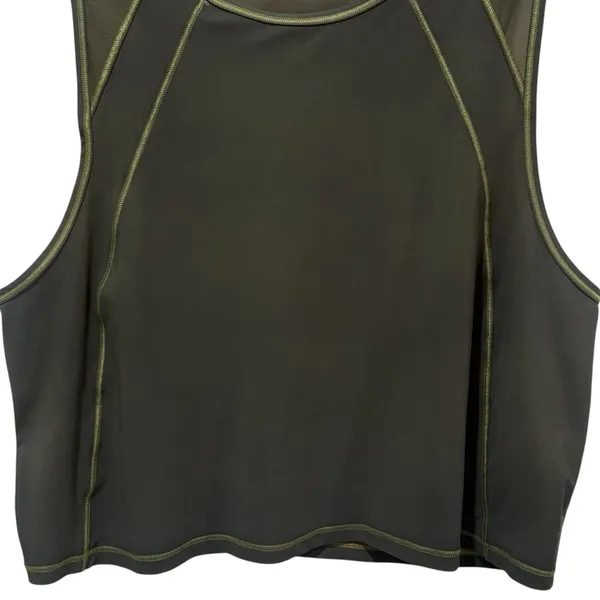 LuLuLemon Olive Green Mesh Detail Athletic Tennis Pickleball‎ Crop Tank Size S/M - Image 4