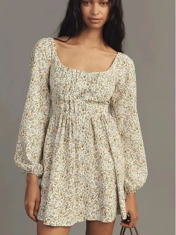 Anthropologie Long-Sleeve Corset A-Line Mini Dress - Image 6