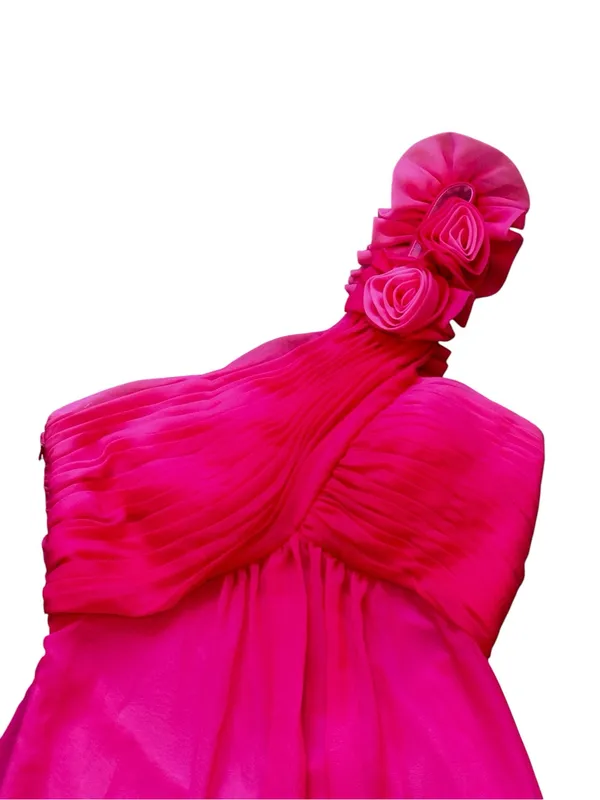 Vintage Cache One Shoulder Maxi Dress Pink Ombre Party Prom Event Fairycore - Image 3