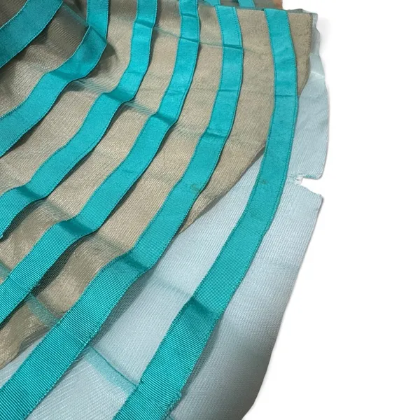 Sherri Hill Strapless Striped Mermaid Gown Turquoise Aqua Blue Sheer 6 - Image 5