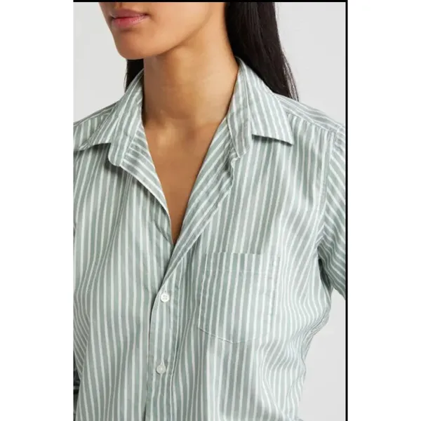 Frank & Eileen Barry Stripe Tailored Green White Button Down Shirt Cotton SZ‎ XS - Image 2