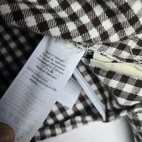 Madewell Brown Gingham Check Button Down Tie Front‎ Cotton Shirt AE769 Womens M - Image 7