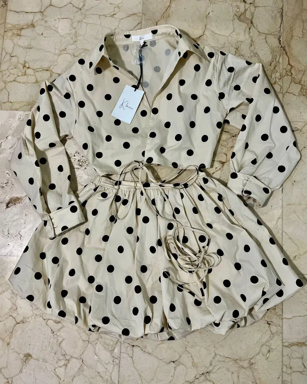 Boutique K Lesis Polkadot cropped wrap shirt and balloon skirt - Image 5