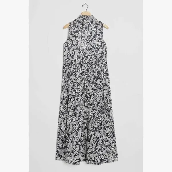 NEW!! Anthropologie MAEVE Marya Tiered Maxi Dress Black Botanical Print Small - Image 11