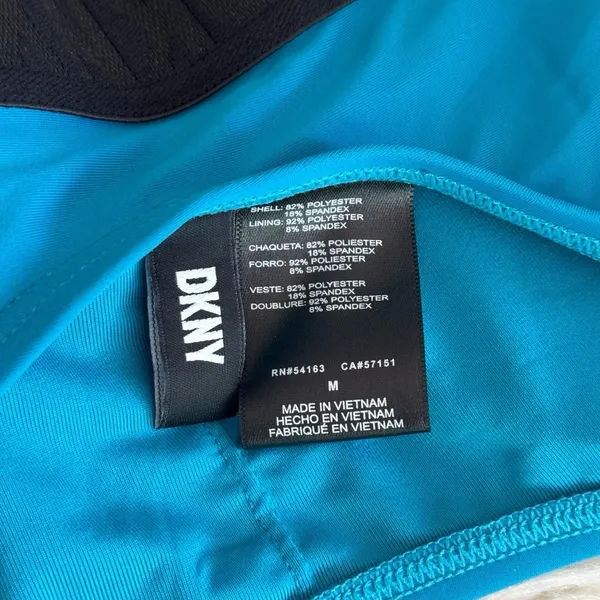 DKNY Scoop Neck Logo Bikini Swim Top Blue Size Medium - Image 6