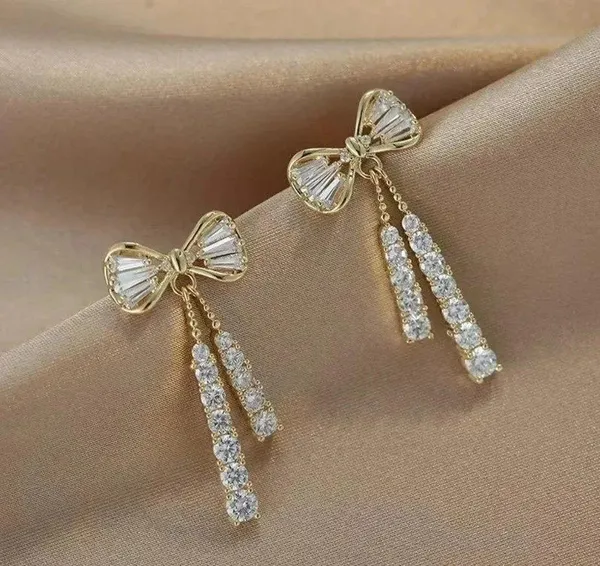 Crystal Bow Silver Earrings- Gift Wrap, Present, Cute Women's Jewelry, Christmas - Image 5