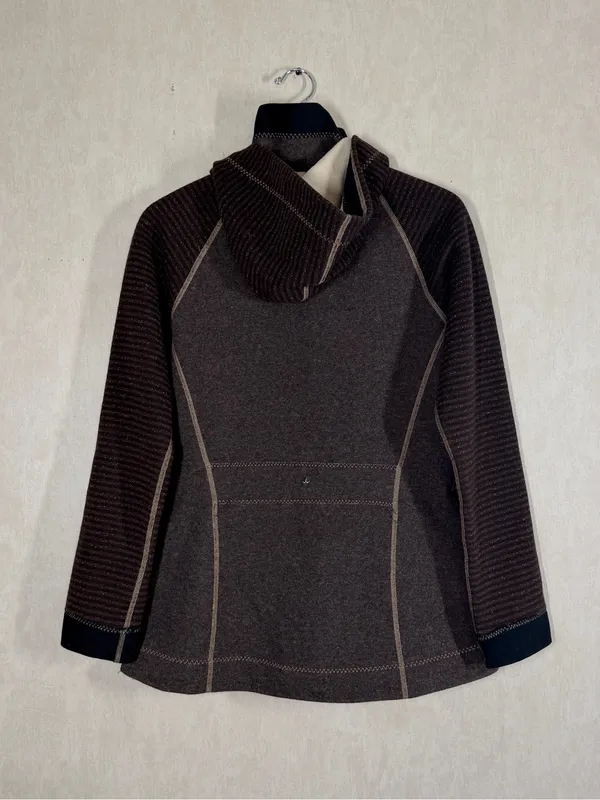 Prana Women’s Bijou Jacket Fleece Lined Wool Blend Hooded Full Zip in Brown L - Image 4