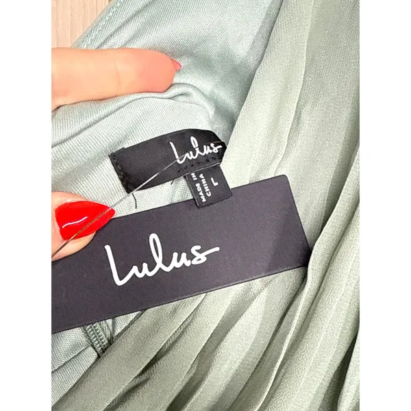 NWT Lulus Heavenly Hues Sage Brush Maxi Dress Wedding Bridesmaid Gala Size L - Image 5