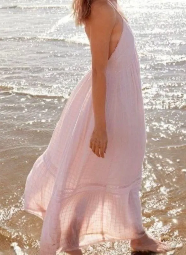 Aerie Pink Low Back Maxi Dress - Image 4