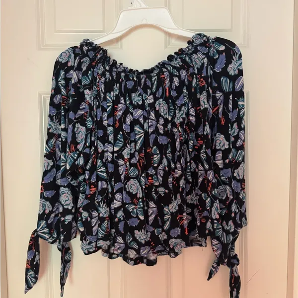 We the Free People Lexington Off Shoulder Stretchy Knit Floral Top Small‎ - Image 7