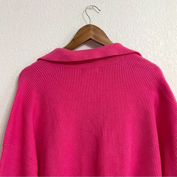 On 34th Womens Sweater Barbie Pink Collared Pullover V Neck Plus Size 2X - Image 5