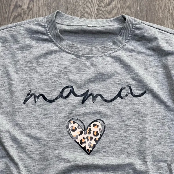 Women’s Gray Large Mama Heart Sweatshirt - Image 2