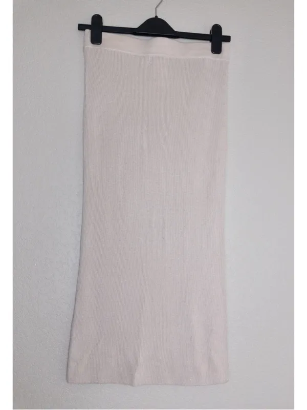 NWT Naadam Silk Cashmere Ribbed Knit Midi Skirt S Pebble Pencil High Waisted - Image 6