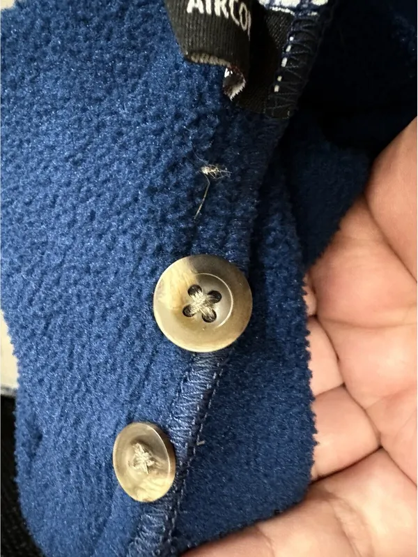 Lands' End Women’s S Blue Fleece Button Front Jacket Collared Pockets Short - Image 10