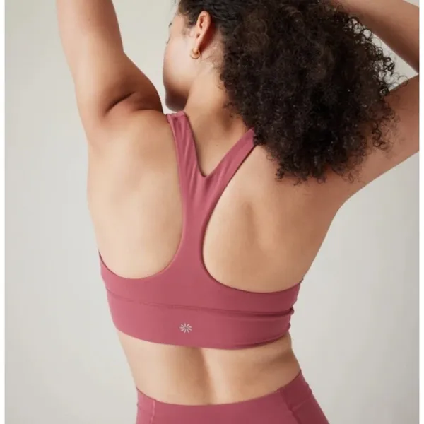 New Athleta S Transcend Plunge Sports Bra Small D-DD Berry Rose Red - Image 3