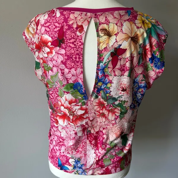 Johnny Was Active Pink Floral Bee Printed Workout Activewear Tank Top Size S - Image 5