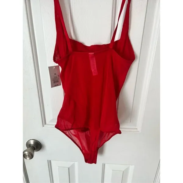 Auden Intimates Women's Mesh Bodysuit Thong Lingerie Red Size XS - Image 4