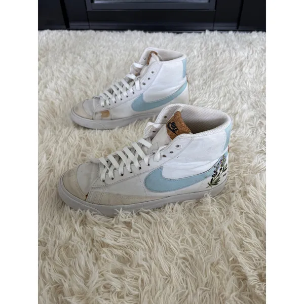 Nike Blazer Mid 77 SE Indigo White‎ Blue Botanical Cork High Top Sneakers 6.5 - Image 4