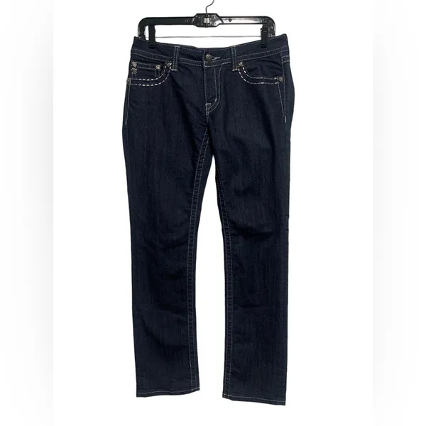 Miss Me Dark Wash Embellished Pocket Straight Leg Bling Jeans - Image 4