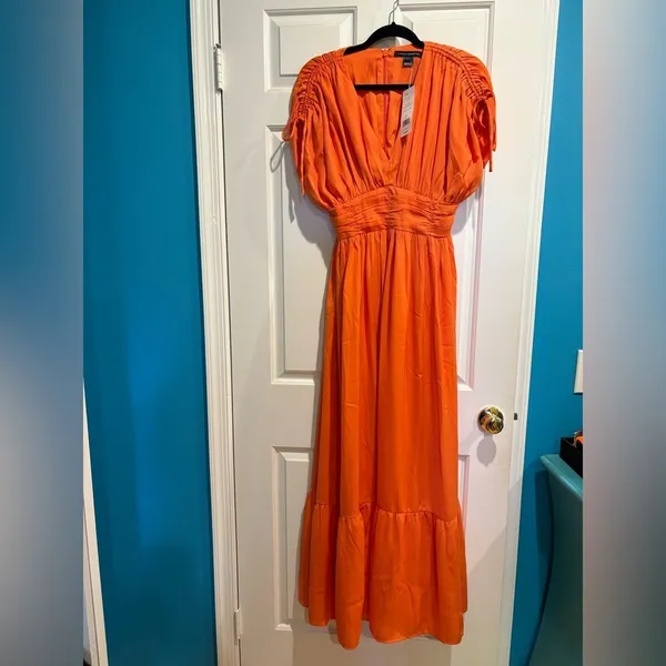 French Connection Audrey satin maxi dress orange 6 new nwt wedding guest - Image 4