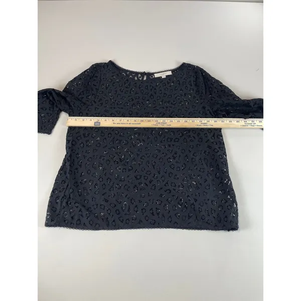 LOFT Black Lace Sheer Long‑Sleeve Top Size L - Image 6