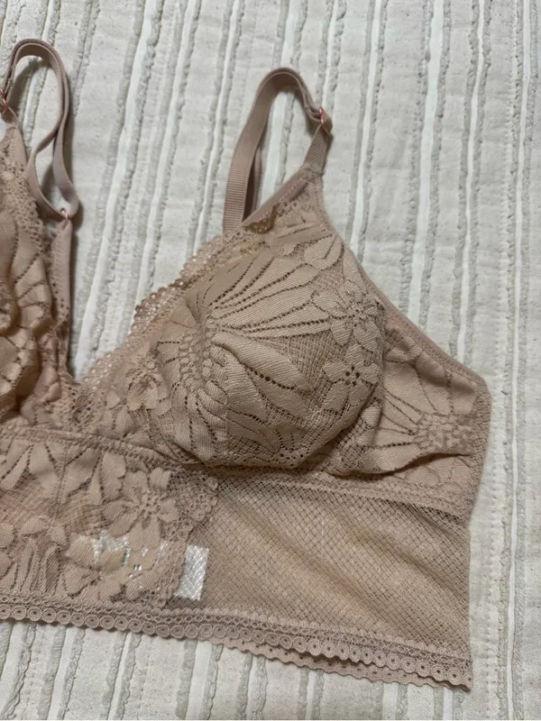 aerie Lace Longline Bralette Tan - Image 2