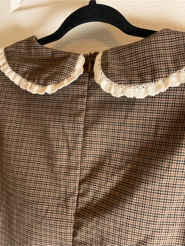 ZARA NWT Plaid Statement Collar Mini Dress Puff Sleeve XL⁠ - Image 9