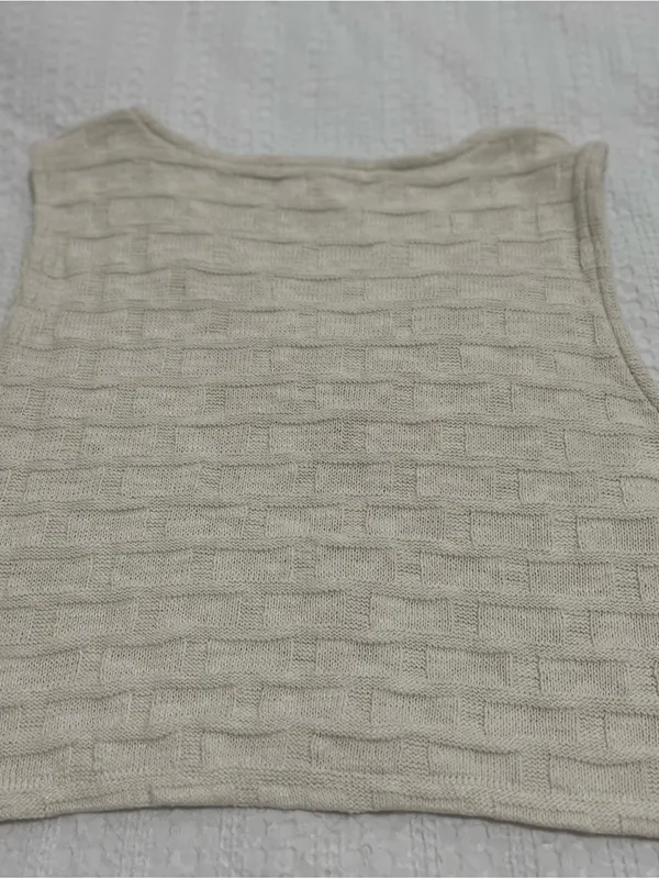 Madewell Sleeveless V-Neck Cropped Tank Top Vest in Creamy White Sz L - Image 3
