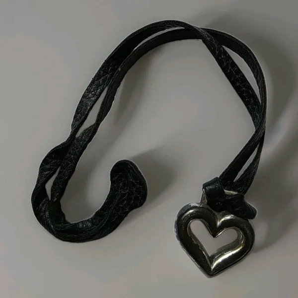 BRIGHTON Black Leather Replacement Heart Loop Strap Purse Bag Charm Fob - Image 3