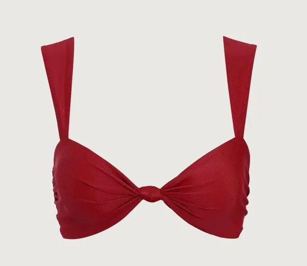 Berlook Red Ruched Knot Bikini Top & Red Ruched Bikini Bottom - Image 2