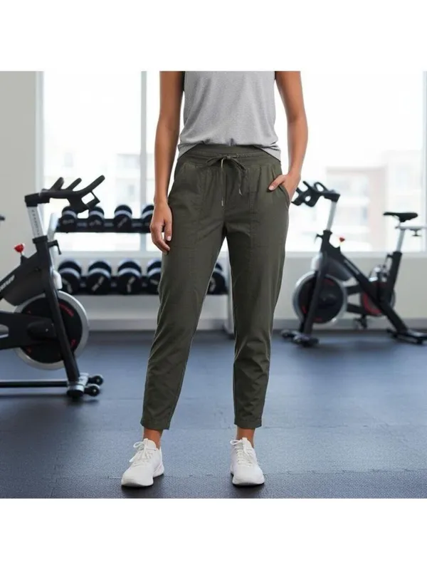 Lululemon Dance Studio Mid-Rise Khaki Green Athletic Pants Joggers Crop 25" Sz 4 - Image 3