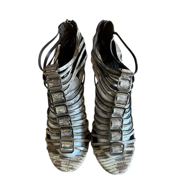 Tory Burch Strappy All Leather Snakeskin Gladiator Heels – Size 10 - Image 2