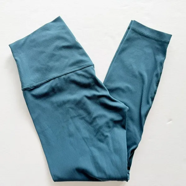 Lululemon Align Pant Ribbed 25" Mystic Green Blue Size 8 Yoga Gym - Image 2