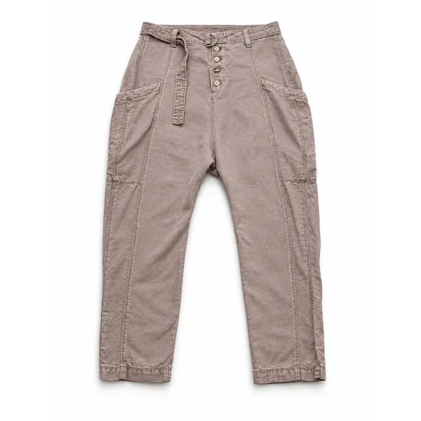 Free People High Rise Cargo Utility Pants Mauve Brown Lyocell Linen Size 2 - Image 2