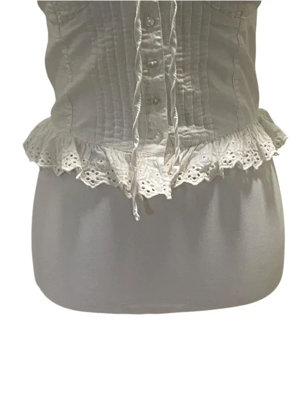Reclaimed Vintage Strapless Cottagecore Top White Size 6 Fairy Romantic Milkmaid - Image 8