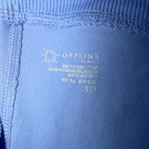 OFFLINE by Aerie Seamless Leggings Womens Small 7/8 High Rise Ribbed Blue - Image 7