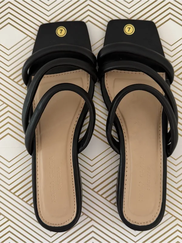 Black Triple-Strap Slide Women’s Sandals - Comfortable Everyday Style Size 7 - Image 2