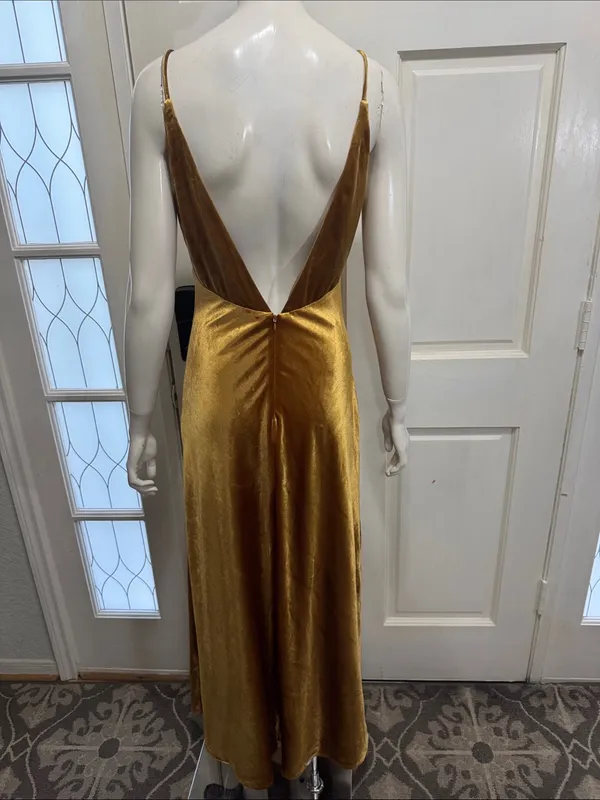 Bardot Capri Marigold Velvet Slip Dress Spaghetti Straps Women's Dress Sz S A3 - Image 8
