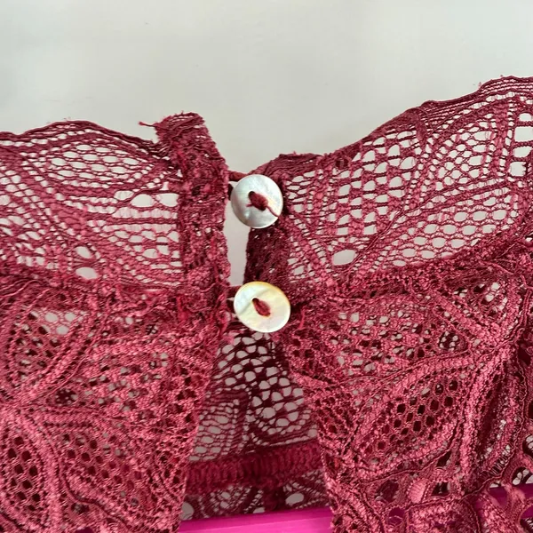 Free People Intimately Dress SZ Medium Marsha Lace Slip NWT Wine Floral Boho - Image 12