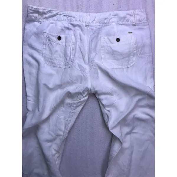 Tommy Hilfiger Linen Rayon Pants Womens 14 White Wide Leg Beach - Image 8