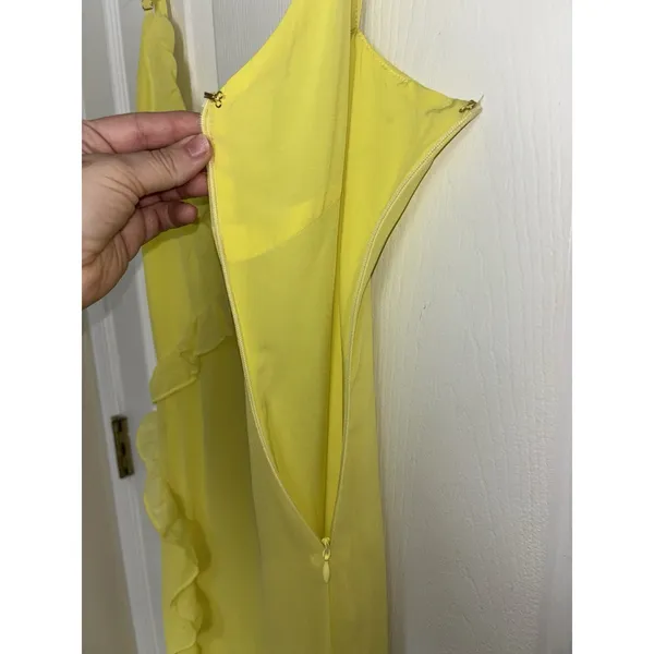Beginning Boutique Yellow Bias Cut Ruffle Maxi Dress 6 Bridesmaid Prom - Image 8