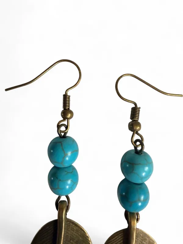 🪶 Handmade Bronze Feather Earrings - Image 4