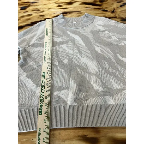Athleta Jacquard Textured Crew Sweater‎ Small ABSTRACT CREAM #632069 $129 Preppy - Image 3