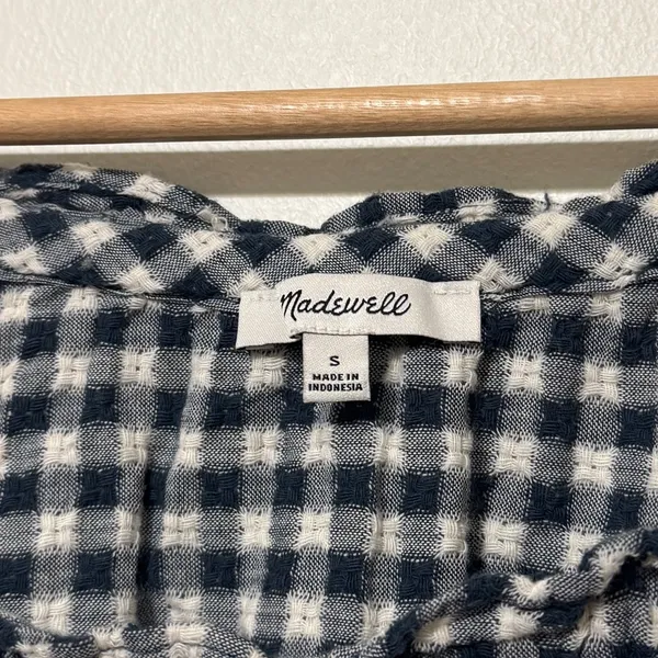Madewell Sophia Top Size Small in Textured Windowpane Gingham Blouse - Image 3
