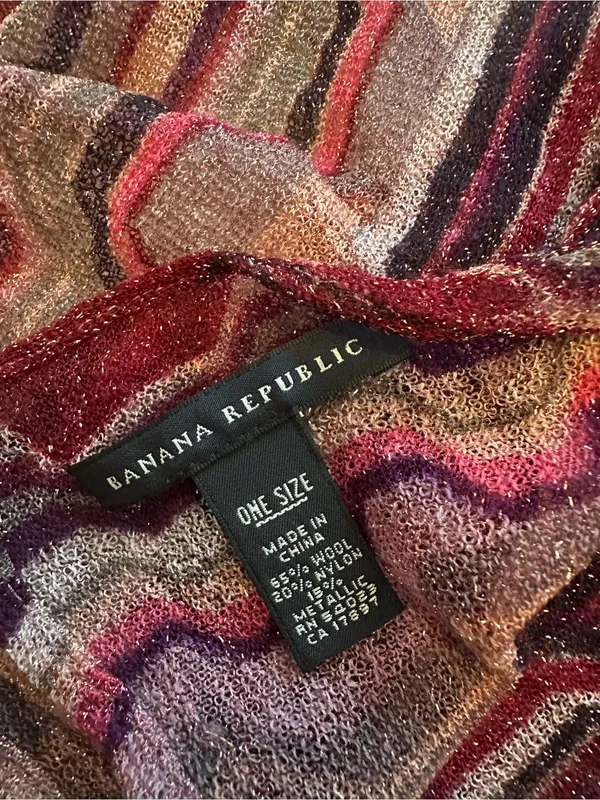 Banana Republic Wool Blend Metallic Scarf Belt Headband Accessory Boho Chic - Image 2