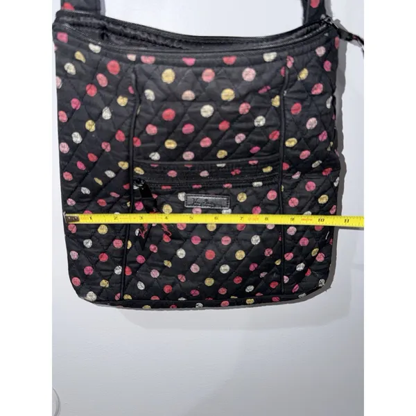 Vera Bradley Havana Polka Dots Three Zipper Crossbody Bag Purse Satchel Black M - Image 10