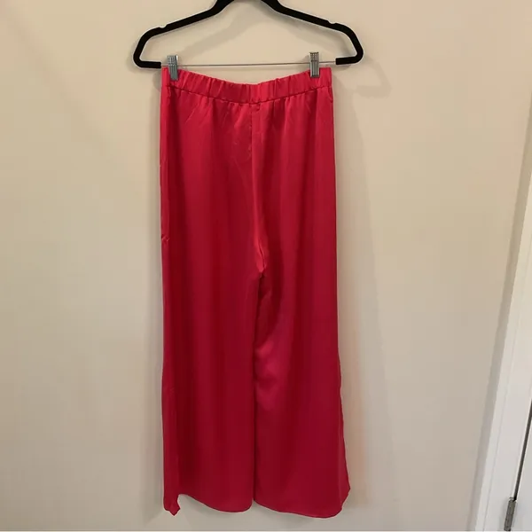 NWT Sugarlips Chateau Satin Free Spirit Wide Leg Pants Fuchsia Medium - Image 4